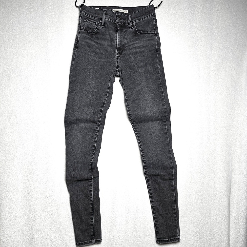 Levis Premium 720 High Rise Super Skinny Jeans Black Denim Size 24